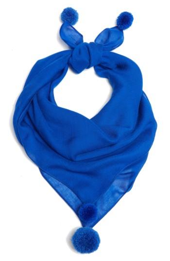 Women's Akris Punto Pompom Modal & Cashmere Scarf, Size - Blue