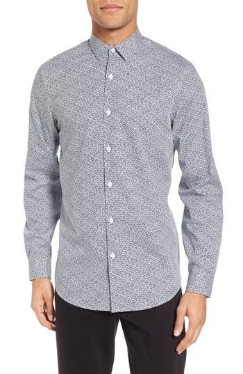 Men's Calibrate Trim Fit Geometric Sport Shirt - Blue