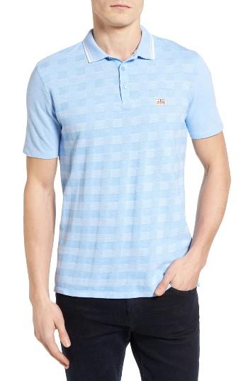 Men's Ben Sherman Check Pique Polo - Blue