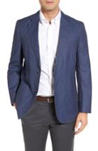 Men's Kroon Bono 2 Classic Fit Stripe Cotton & Linen Sport Coat R - Blue