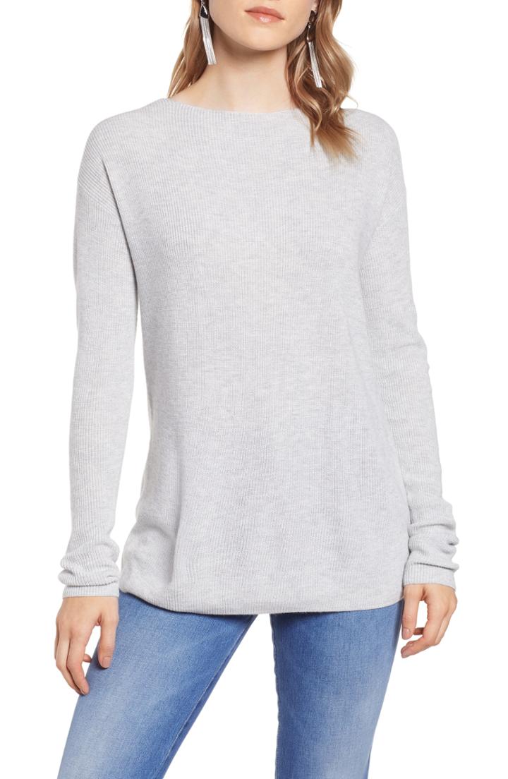 Women's Halogen Back Twist V Sweater - Blue