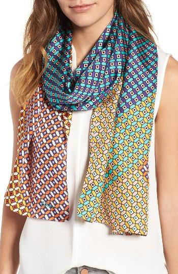 Women's Echo Villa Tile Oblong Silk Scarf, Size - Blue