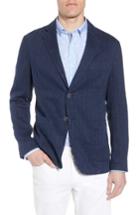 Men's Bugatchi Regular Fit Herringbone Cotton & Linen Blazer R - Blue