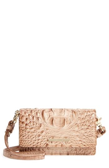 Brahmim Nadia Croc Embossed Leather Crossbody Bag - Beige