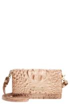 Brahmim Nadia Croc Embossed Leather Crossbody Bag - Beige