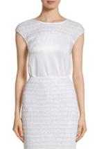 Women's St. John Collection Frosted Metallic Liquid Satin Shell, Size - White