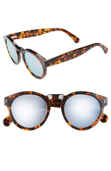 Women's Illesteva 'leonard' 48mm Mirrored Sunglasses - Sienna Tortoise/ Silver Mirror