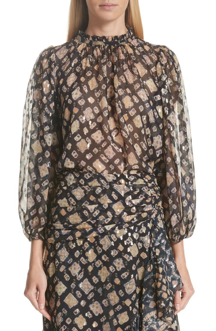 Women's Ulla Johnson Sandrine Silk Blend Blouse - Black