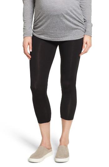 Women's Lab40 Foldover Waistband Maternity Capri Leggings - Black