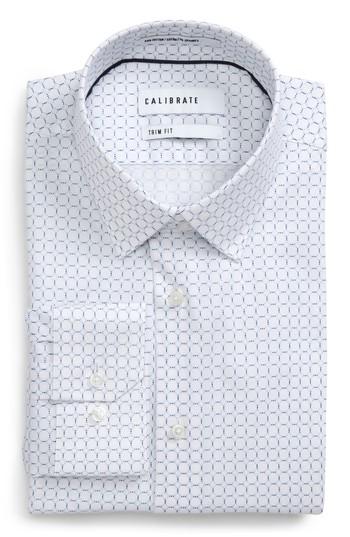 Men's Calibrate Trim Fit Circle Print Dress Shirt .5 32/33 - Blue
