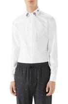 Men's Gucci Embroidered Collar Emblem Sport Shirt .5 - White