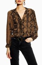 Women's Topshop Jessica Print Shirt Us (fits Like 0) - Brown