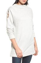 Women's Caslon Open Shoulder Sweatshirt Tunic, Size - Grey