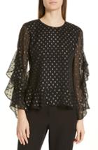 Women's Robert Rodriguez Camille Fil Coupe Silk Blend Chiffon Blouse - Black