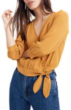 Women's Madewell Silk Wrap Top - Yellow