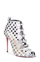 Women's Christian Louboutin Planetarita Perforated Metallic Bootie