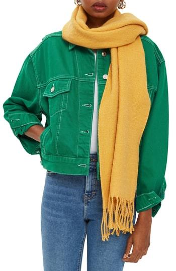 Women's Topshop Supersoft Fringe Scarf, Size - Yellow