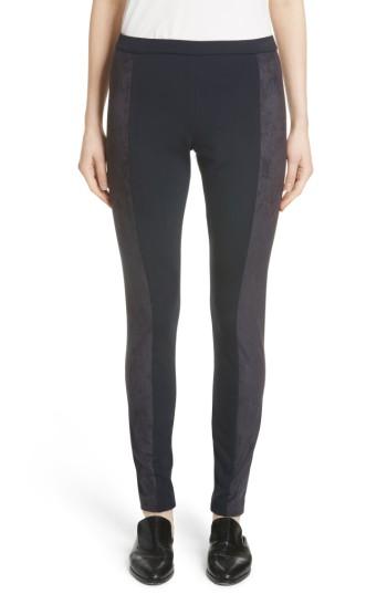 Women's Lafayette 148 New York Punto Milano Faux Suede Paneled Leggings - Blue