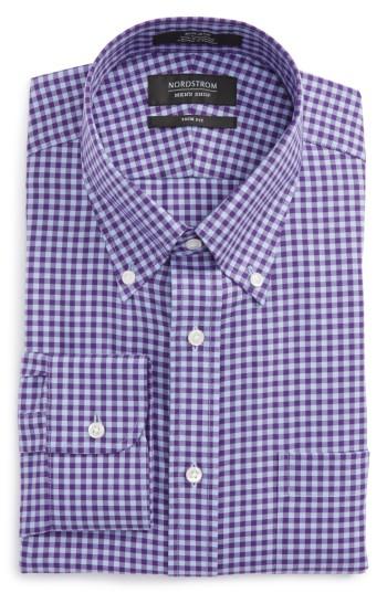 Men's Nordstrom Men's Shop Trim Fit Non-iron Gingham Dress Shirt .5 - 32/33 - Purple