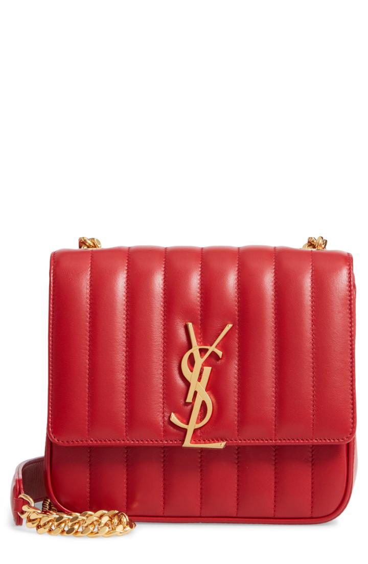 Saint Laurent Medium Vicky Leather Crossbody Bag - Burgundy