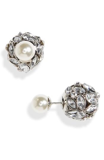 Women's Cara Front Back Crystal & Imitation Pearl Earrings