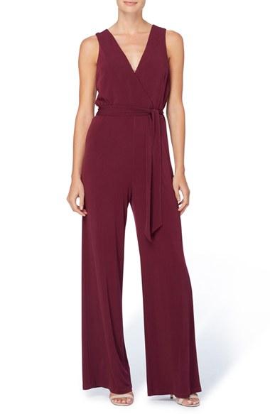Women's Catherine Catherine Malandrino Darlene Belted Surplice Jersey Jumpsuit - Purple