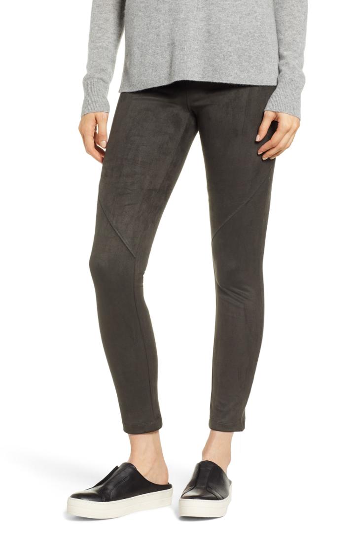 Women's David Lerner Bergen Seamed Faux Suede Leggings - Green