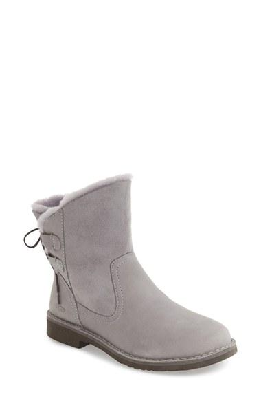 Women's Ugg Naiyah Genuine Shearling Lace Back Bootie M - Grey