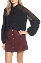 Women's 7 For All Mankind Bow Tie Blouson Silk Top - Black