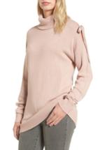 Women's Halogen Tie Shoulder Turtleneck, Size - Pink
