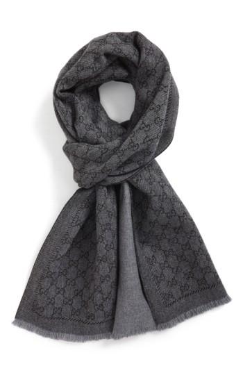 Men's Gucci Lonar Wool Jacquard Scarf, Size - Beige