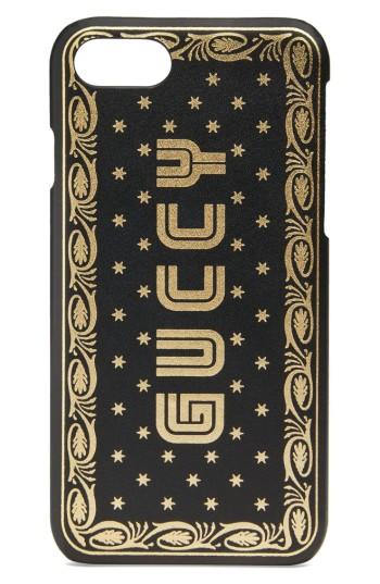 Gucci Guccy Logo Moon & Stars Leather Iphone 7 Case -