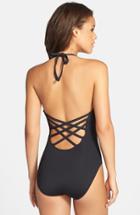Women's La Blanca Caged Strap One-piece Swimsuit - Black