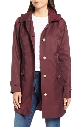 Women's Michael Michael Kors Missy Short Single-breasted Skirted Raincoat - Red