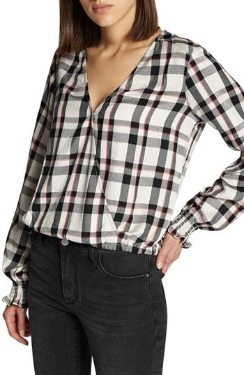 Women's Sanctuary Cori Smocked Sleeve Plaid Top