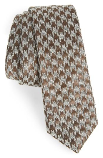 Men's The Tie Bar Houndstooth Thrill Silk Tie, Size - Brown