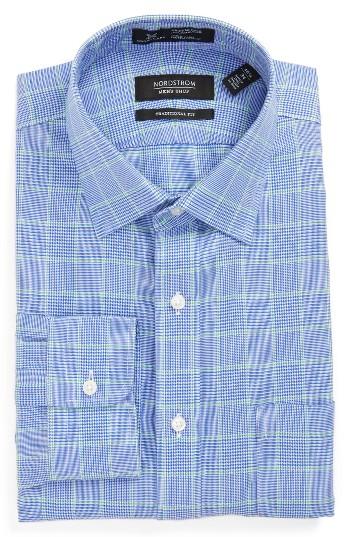 Men's Nordstrom Men's Shop Smartcare(tm) Traditional Fit Plaid Dress Shirt .5 32 - Green