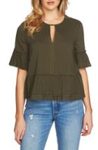 Women's 1.state Keyhole Peplum Blouse, Size - Black