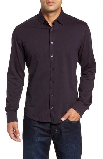 Men's Stone Rose Trim Fit Bird's Eye Sport Shirt - Blue