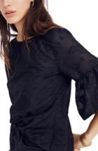 Women's Madewell Ruffle Sleeve Butterfly Jacquard Top, Size - Black