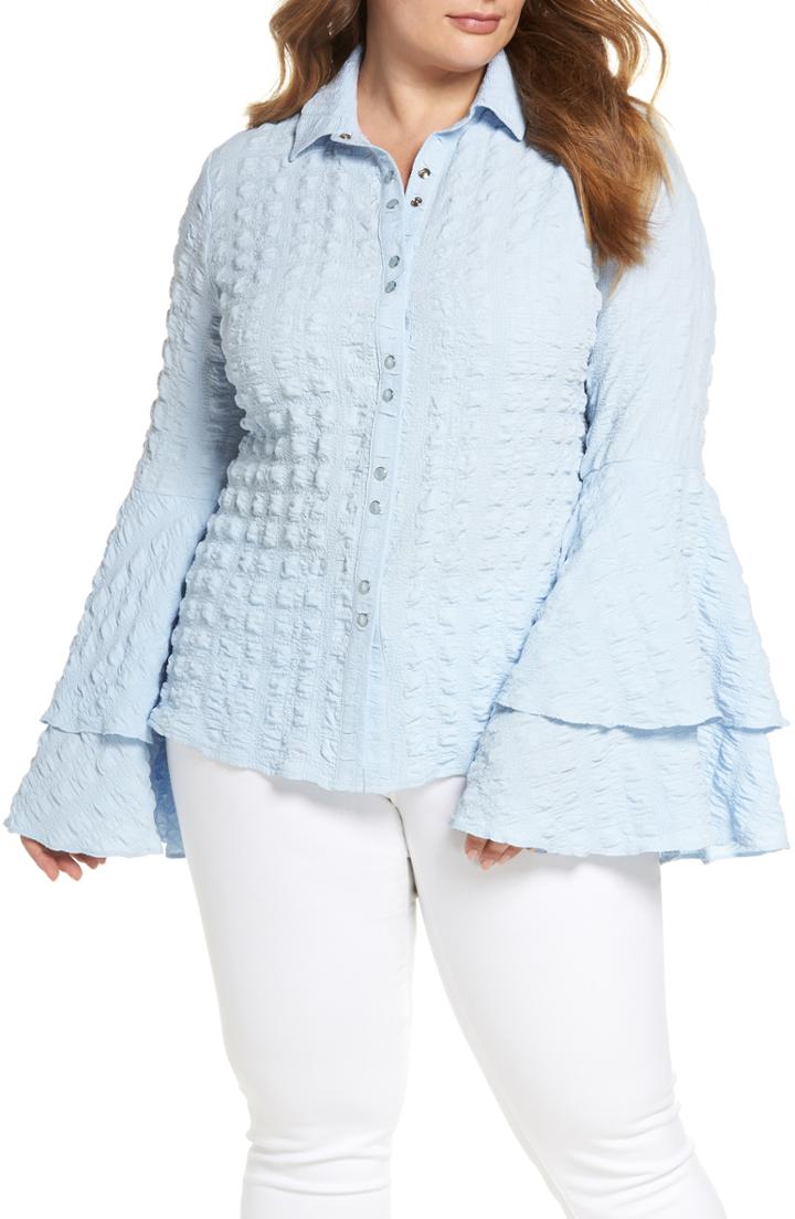 Women's Topshop Mixed Plaid Oversized Shirt Us (fits Like 0-2) - Grey