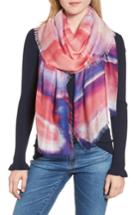Women's Nordstrom Eyelash Trim Print Cashmere & Silk Wrap, Size - Purple
