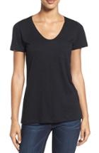 Women's Caslon Relaxed Slub Knit U-neck Tee - Black