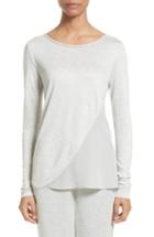 Women's St. John Collection Sleek Jersey & Silk Top, Size - Grey
