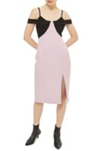 Petite Women's Topshop Colorblock Midi Dress P Us (fits Like 10-12p) - Pink