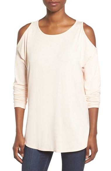 Women's Bobeau Cold Shoulder High/low Top - Pink