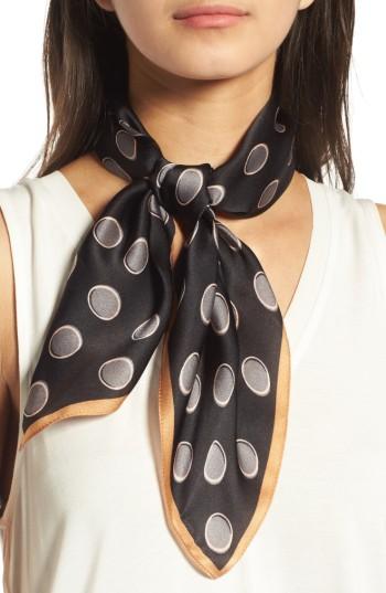 Women's Halogen Shadow Dot Silk Square Scarf, Size - Black