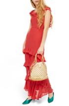 Women's Topshop Ruffle Maxi Dress Us (fits Like 0) - Red