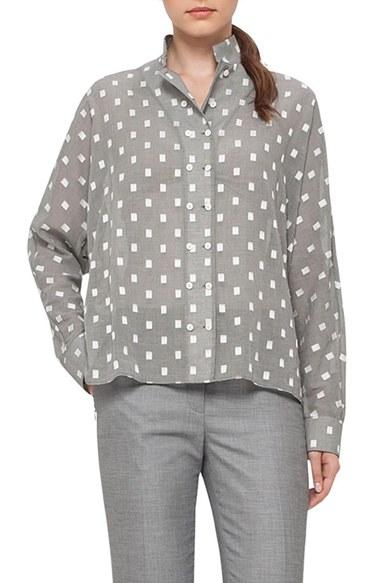 Women's Akris Double Breasted Cotton Voile Blouse