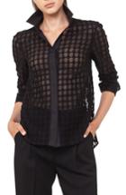 Women's Akris Punto Kent Collar Dot Lace Blouse - Black